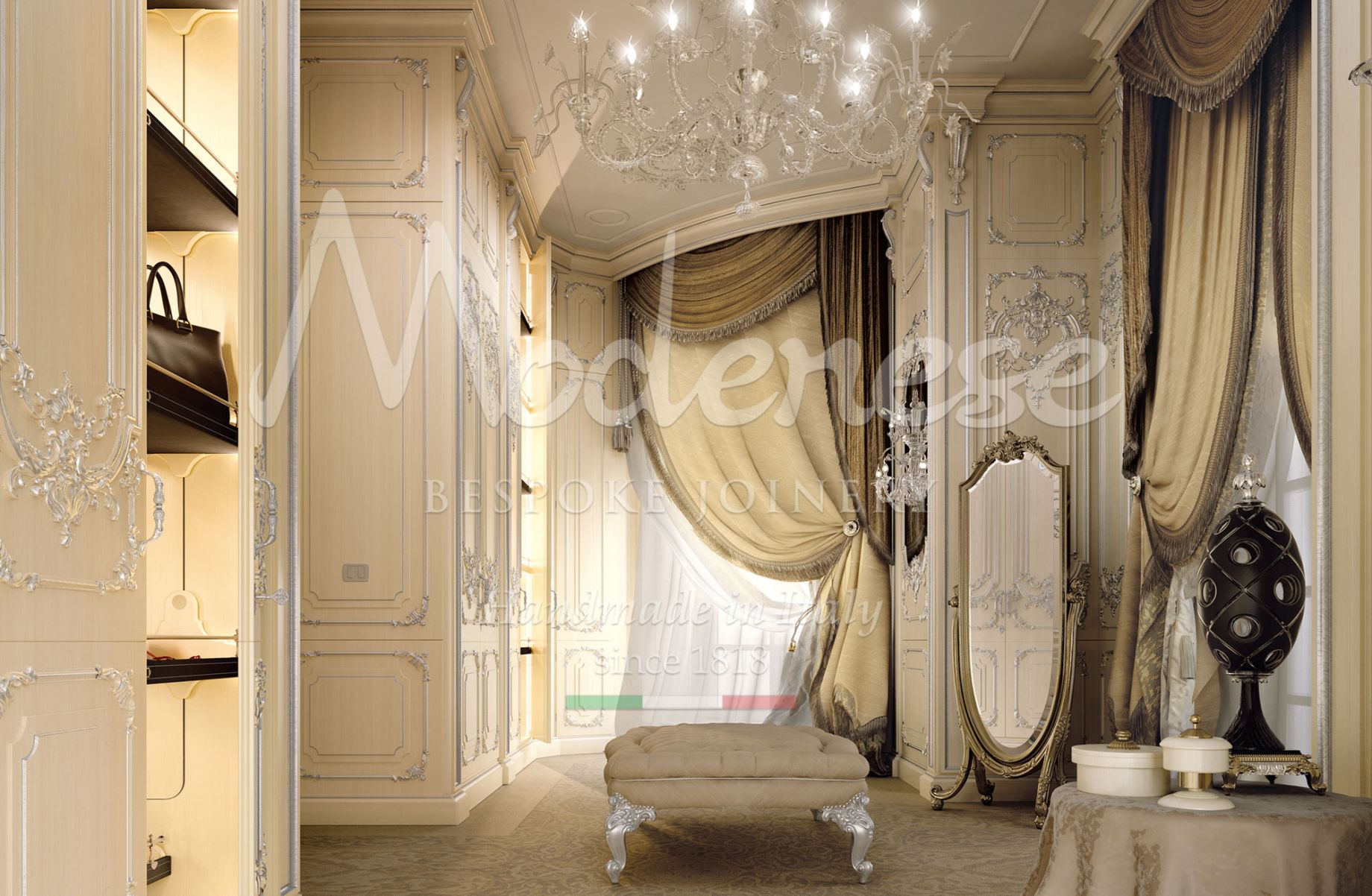 high-end-wardrobe-with-elegant-silver-finishes-and-luxurious-mirror
